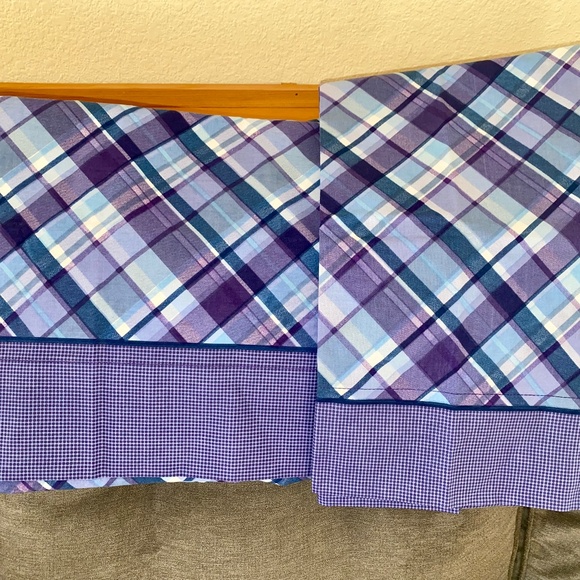 vintage Springs QUEEN FLAT Sheet & 2 STD Pillowcases NWOT Bold Purple Blue Plaid